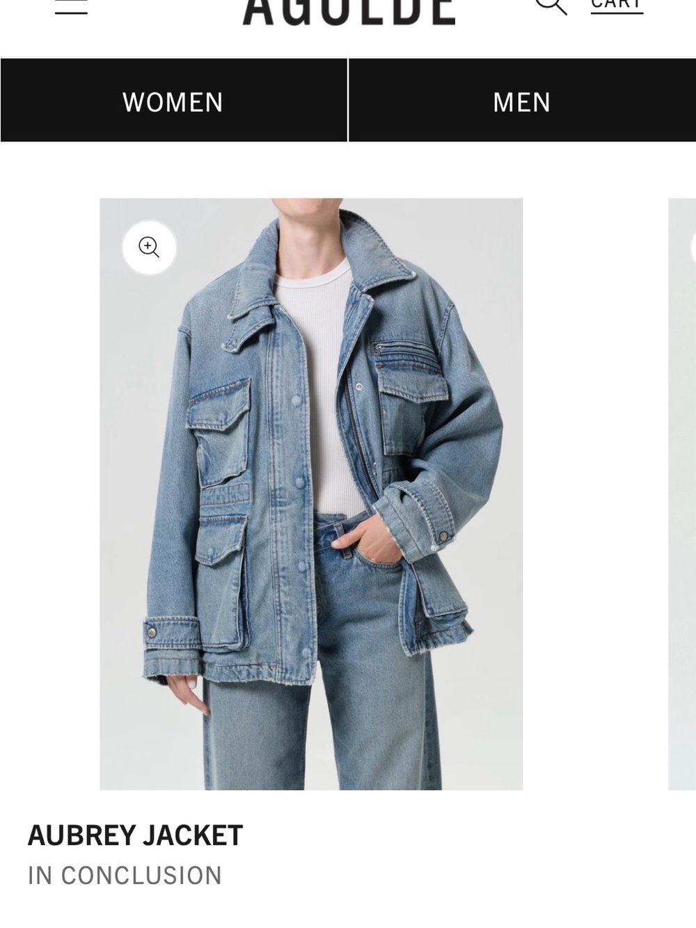 Agolde Aubrey Blue Denim Parka Jacket - Size S (would fit a M).